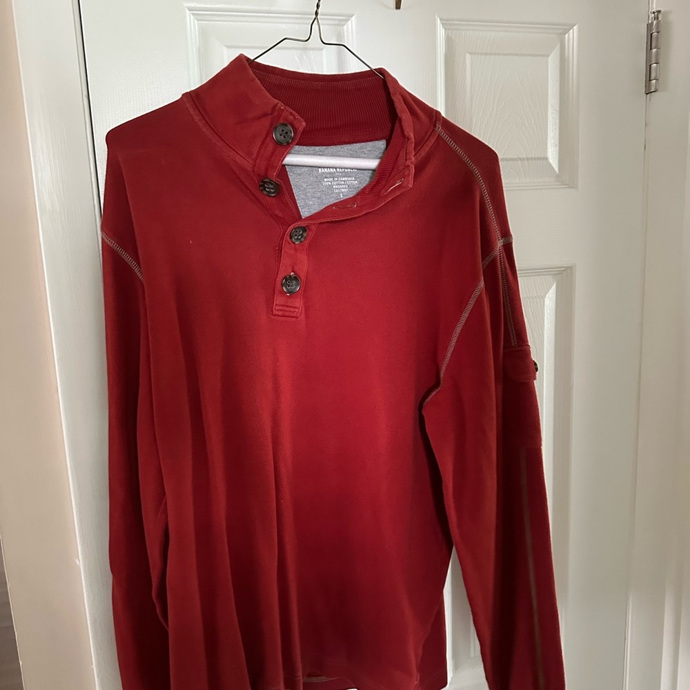 Banana Republic Men's Deep Red Casual Button Down Shirt